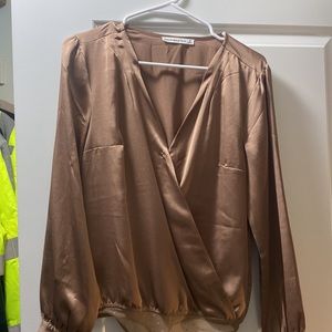 Abercrombie Satin Wrap Long Sleeve Bodysuit